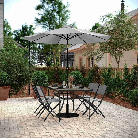 Flash Furniture Brazos Folding Chairs w/Gray Flex Comfort Material Backs and Seats and Black Metal Frames, 4PK 4-TLH-SC-097-GRY-02-GG